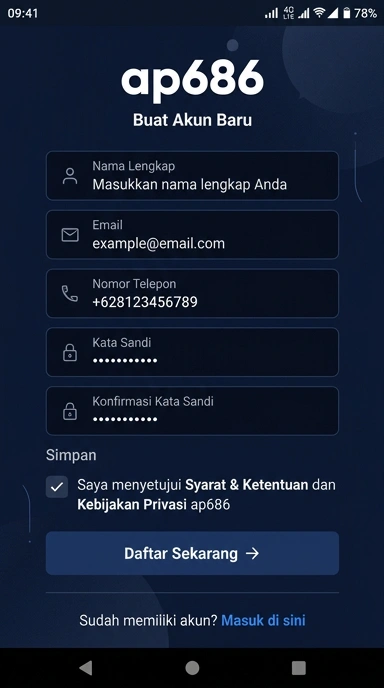 Panduan Daftar Akun Baru ap686 untuk Pengguna Android