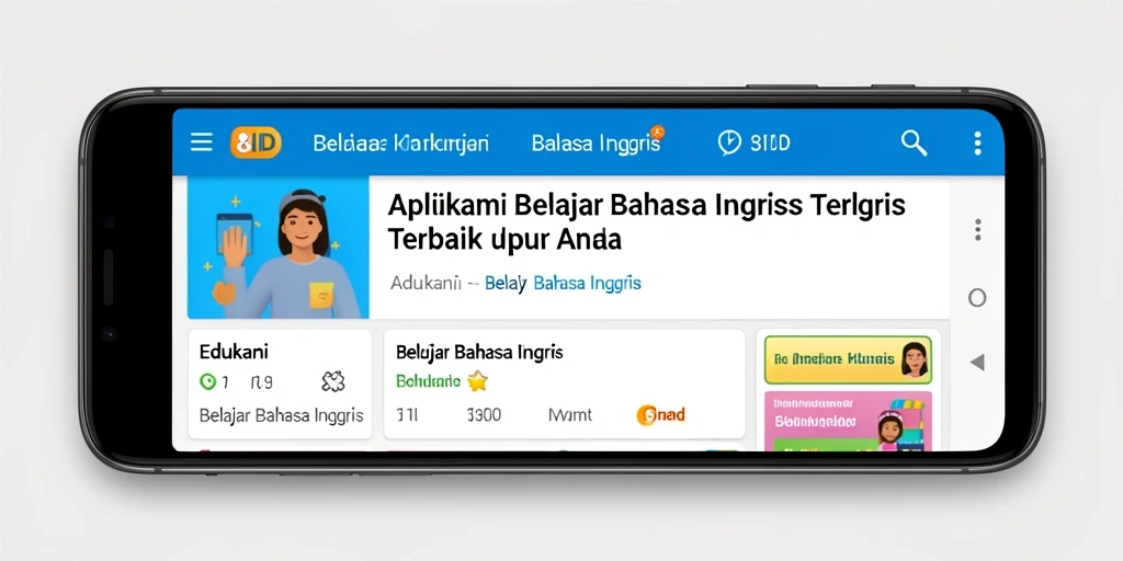 Antarmuka pengguna aplikasi 8ID untuk belajar bahasa Inggris yang interaktif.