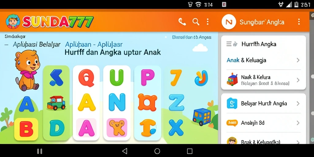 Antarmuka SUNDA777 yang menarik untuk belajar huruf dan angka.