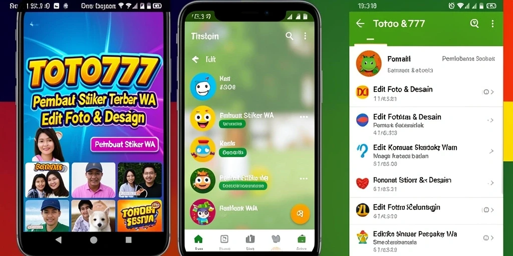 Tampilan antarmuka pengguna aplikasi Pembuat Stiker WA TOTO777 yang menarik.