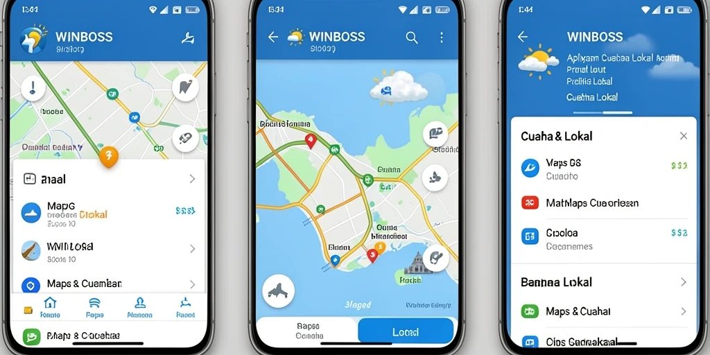 Antarmuka aplikasi WINBOSS menampilkan informasi cuaca lokal dengan jelas.